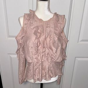 BCBG MaxAzria Cold-Shoulder Lace Detail Top